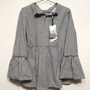 VLT’S BY VALENTINA’S Blouse Black White Stripe Sz.XXL - Made In Italy - NEW